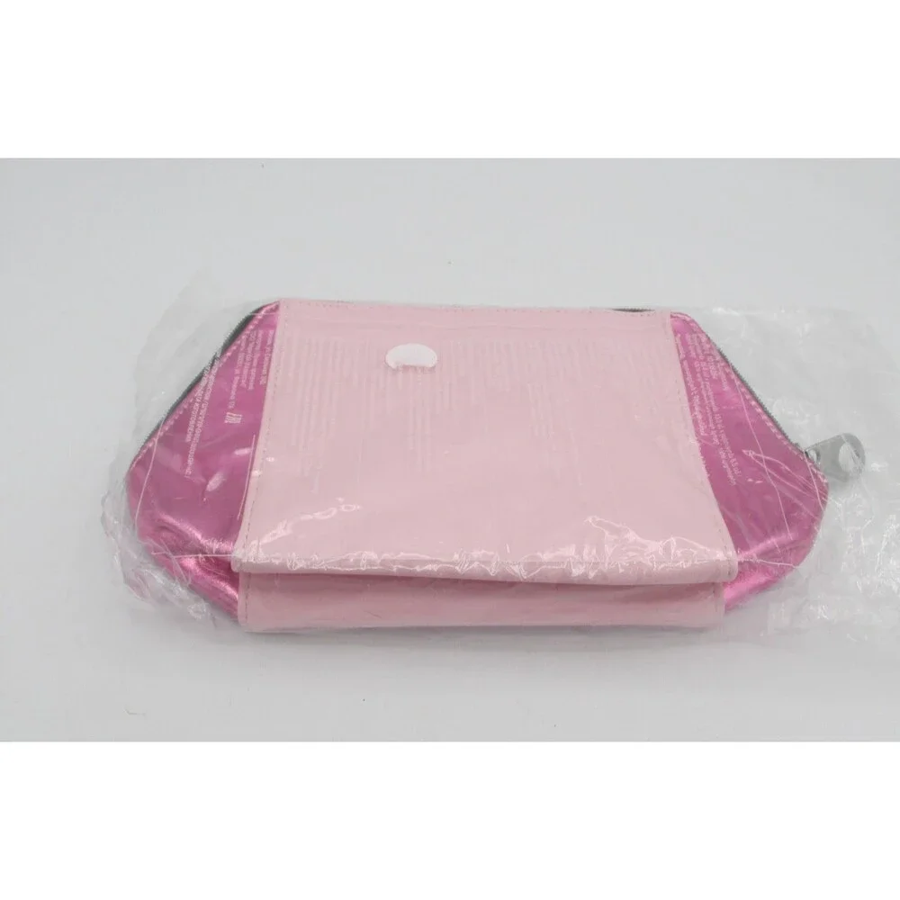 Mary Kay Cosmetic Make Up Bag Pouch Pink Zip Up Metallic Sparkle NEW Open bag